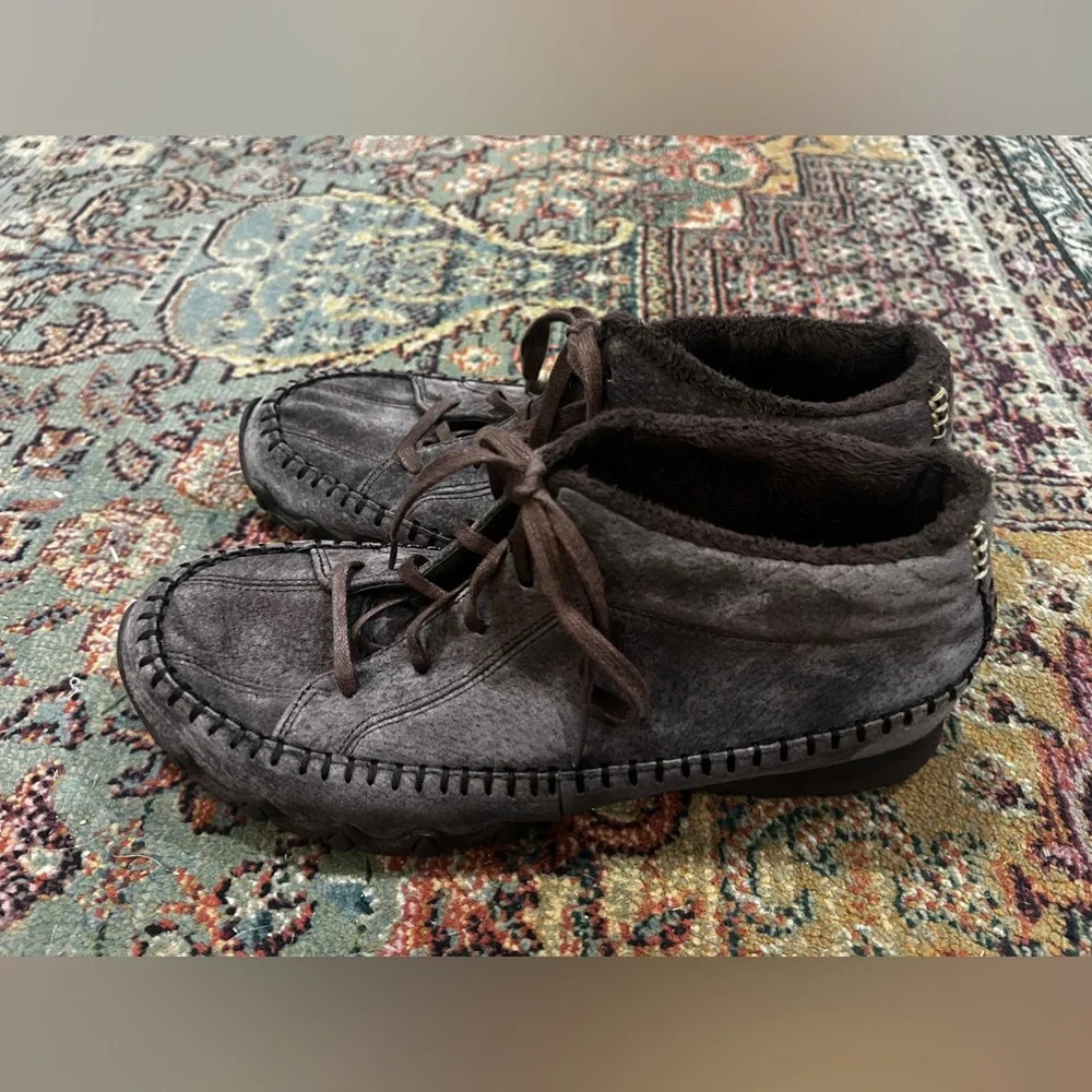 FINAL PRICE Skechers Relaxed Fit Memory Foam Booties  Brown Faux Fur Leather